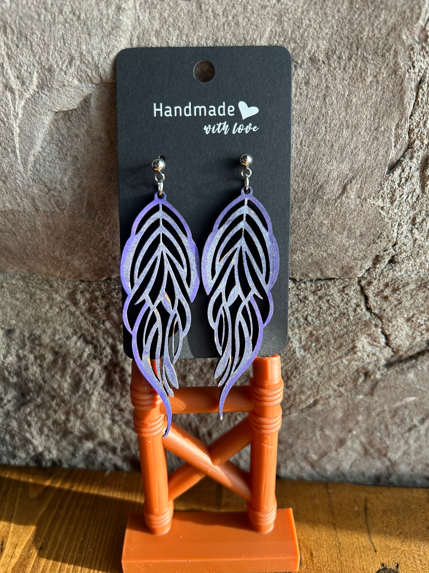 Dangle Feather Earring Cut Out
