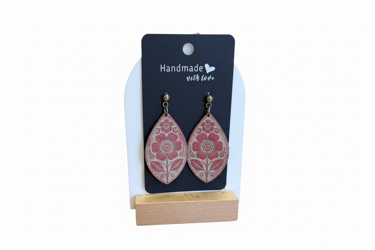 Red Tall Flower Earring