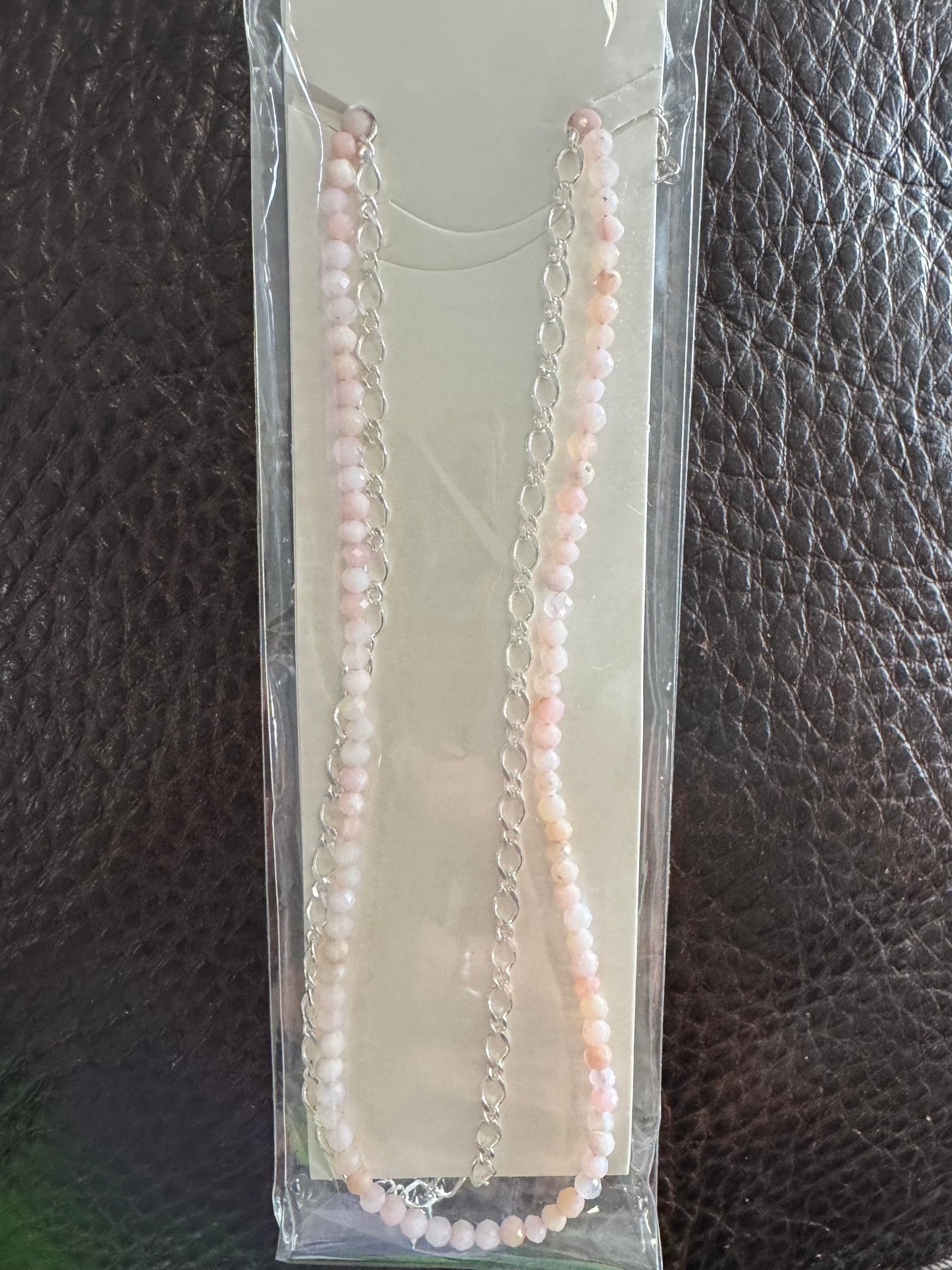Sterling Silver & Pink Opal Double Anklet