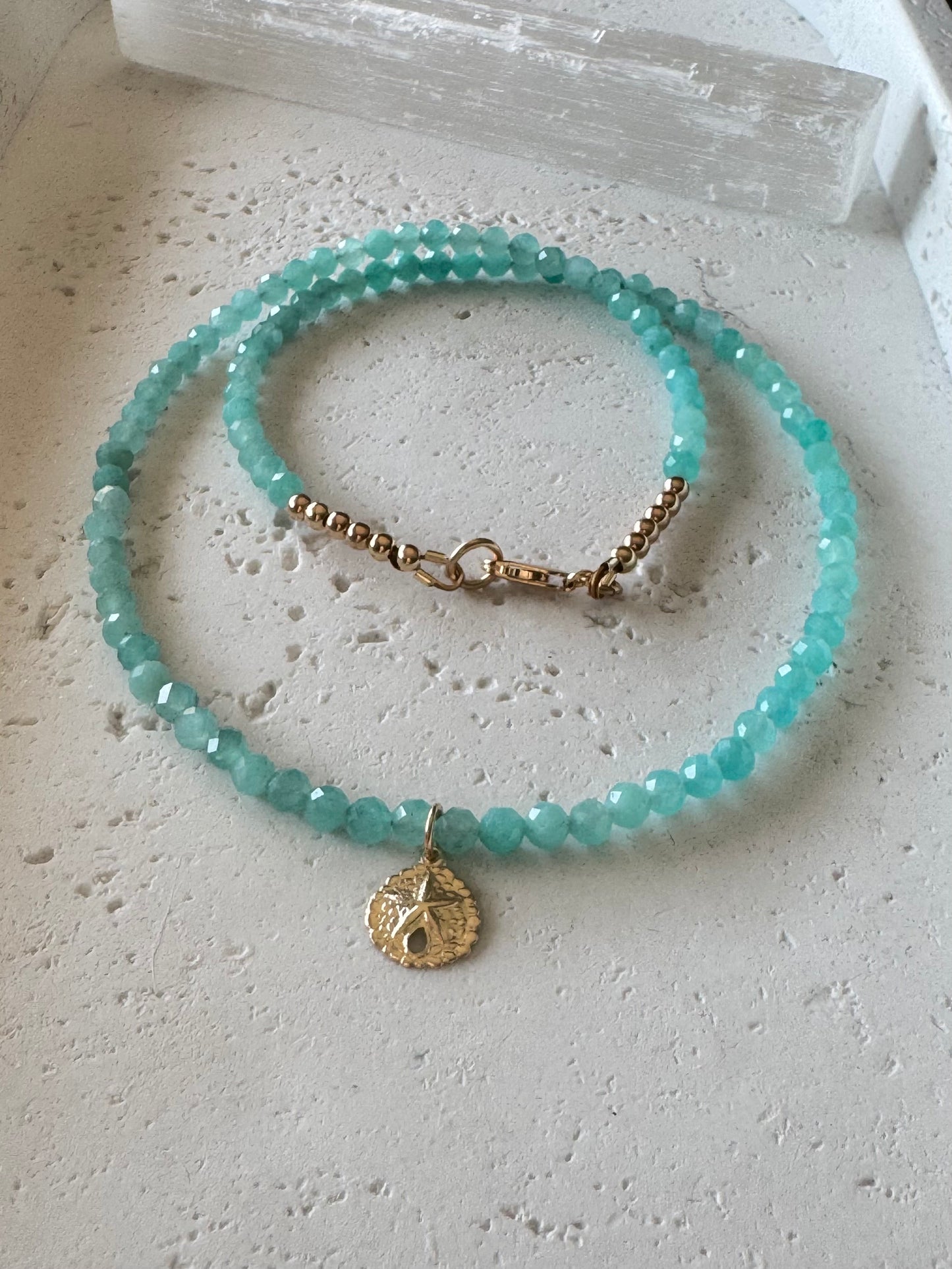 Peruvian Blue Amazonite Faceted Bead Necklace