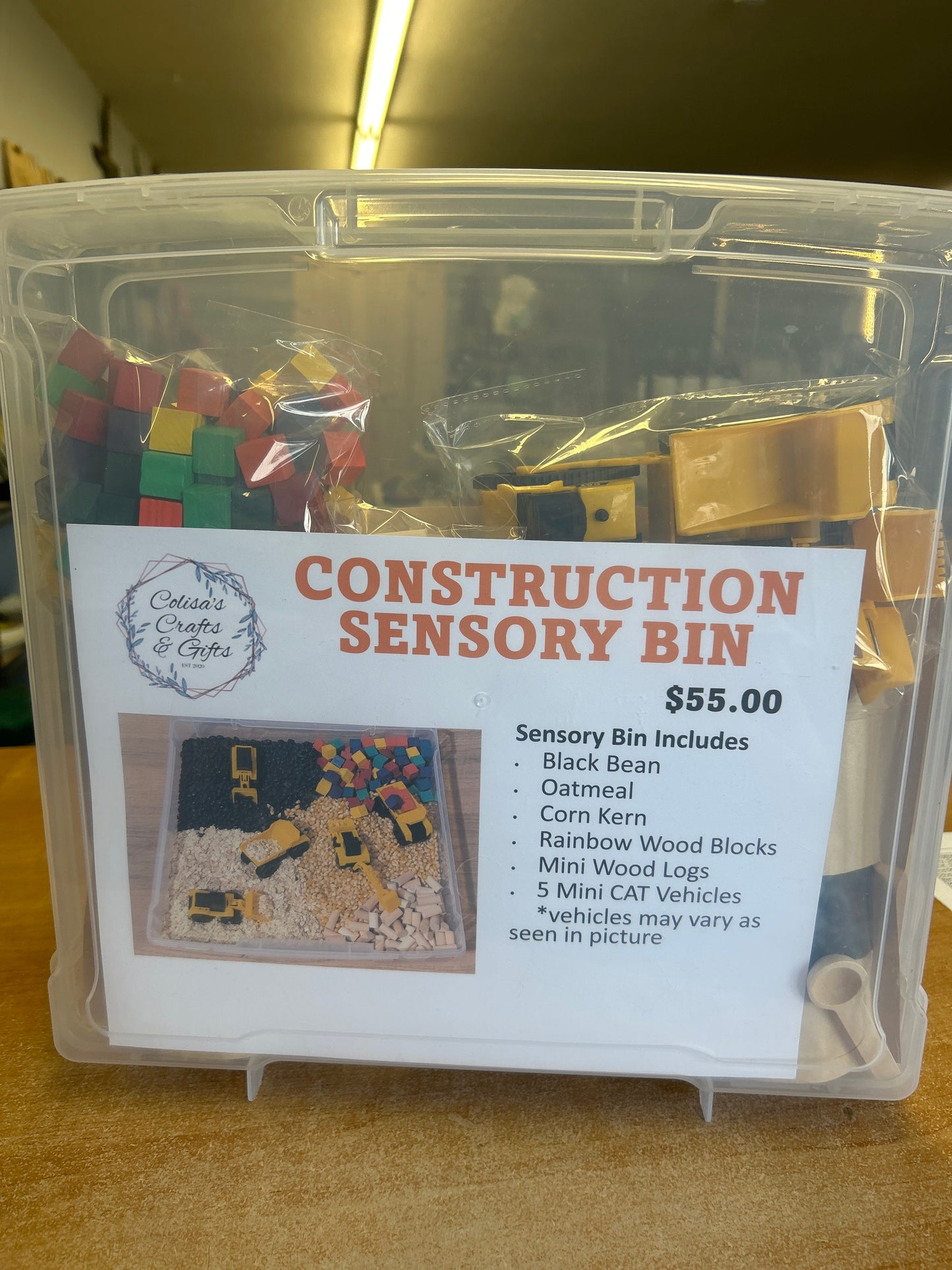 Construction sensory bin