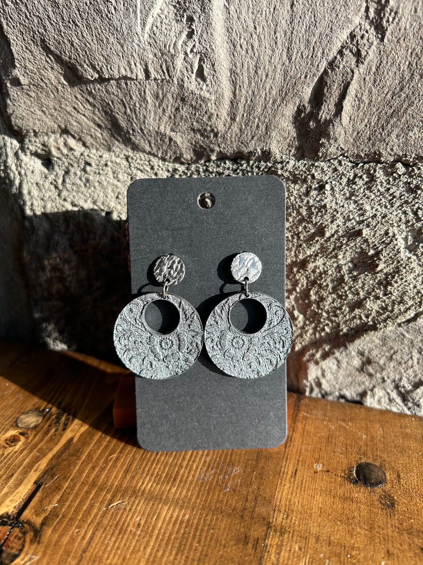 Silver and Grey Floral Earrings