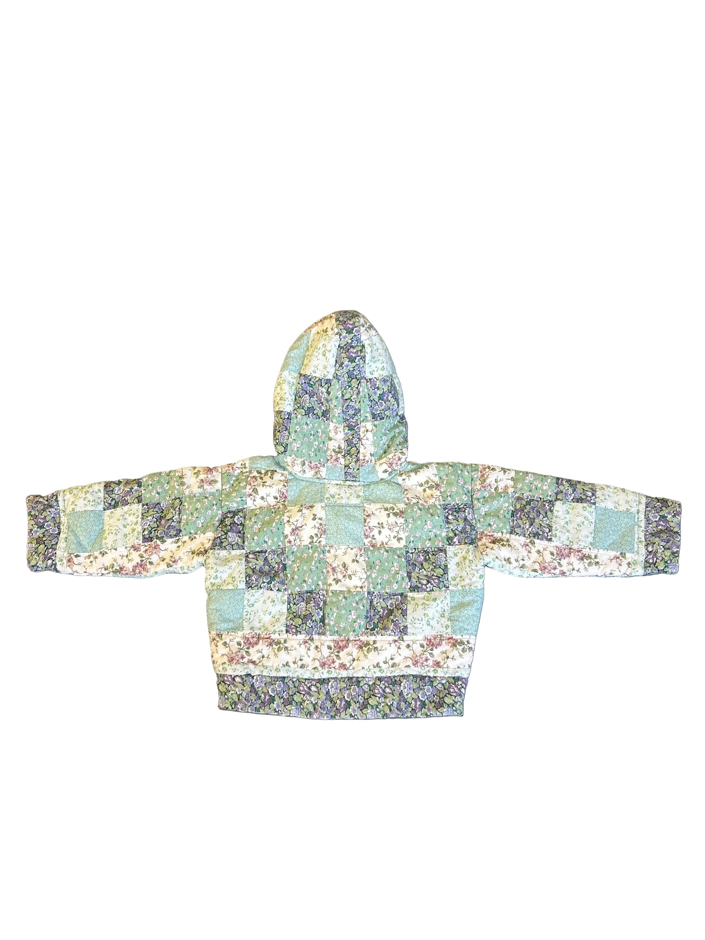 Kids floral green quilt hoodie