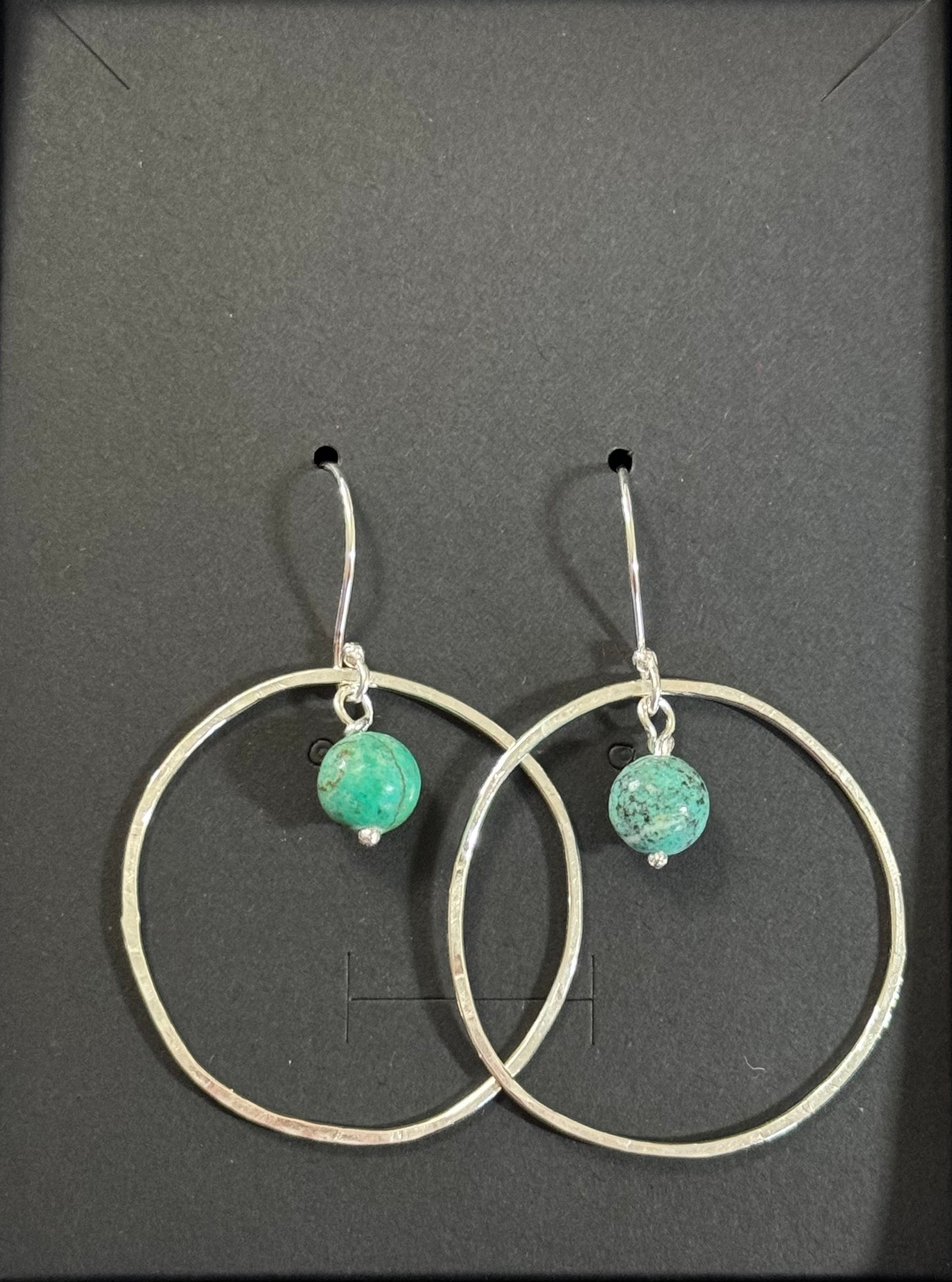 Handmade Sterling Silver Hoop Earrings with African Turquoise
