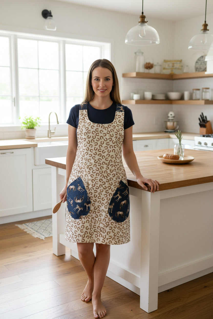 Reversible Blue Horse Apron