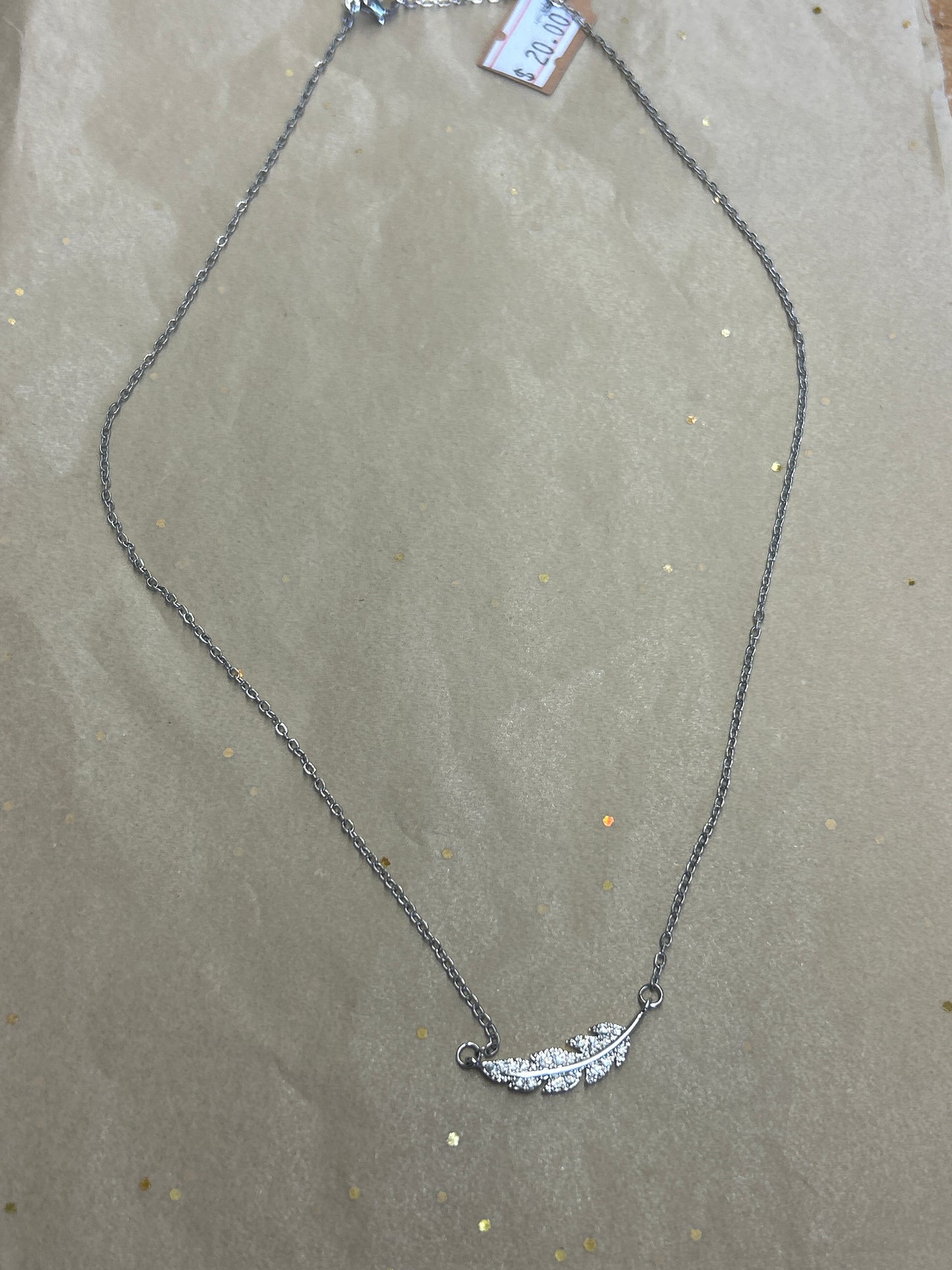 Diamond feather necklace