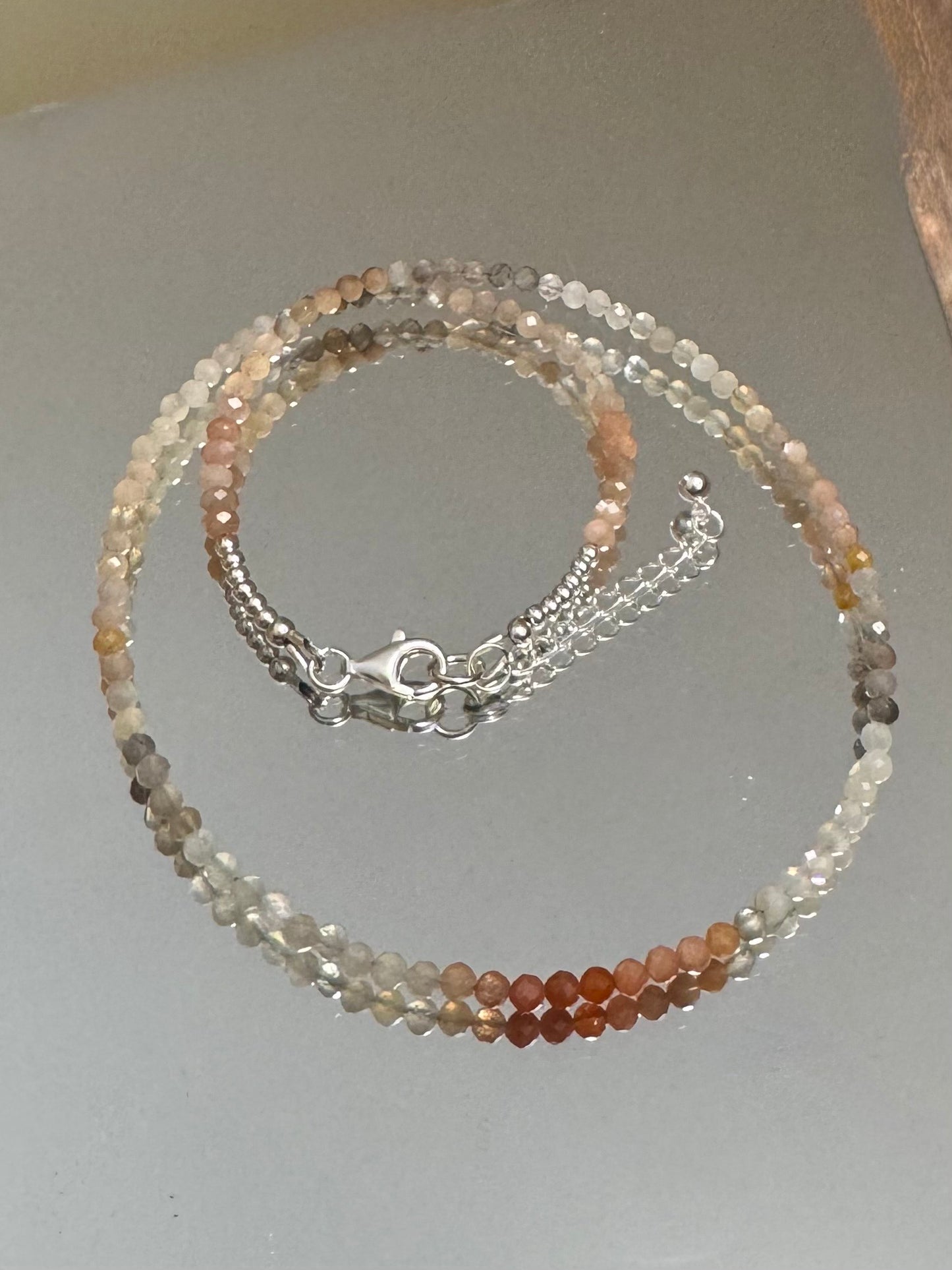 Mixed Moonstone Faceted Bead Necklace