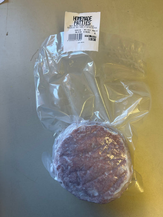 Homemade burger patties