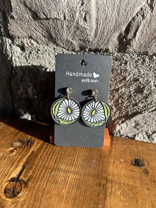 White Daisy Earrings