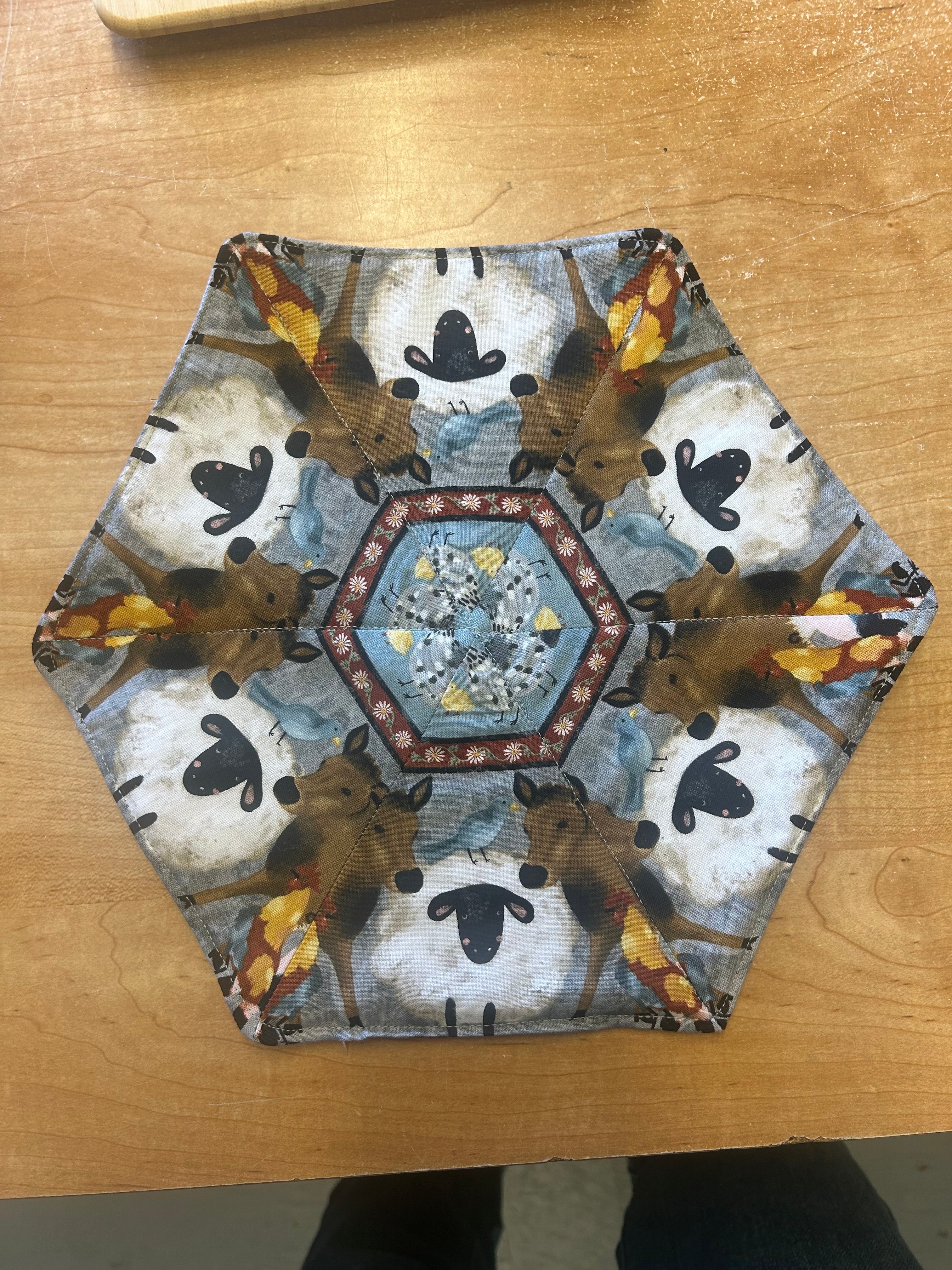 10” Hexagon Animal Themed Table Mat