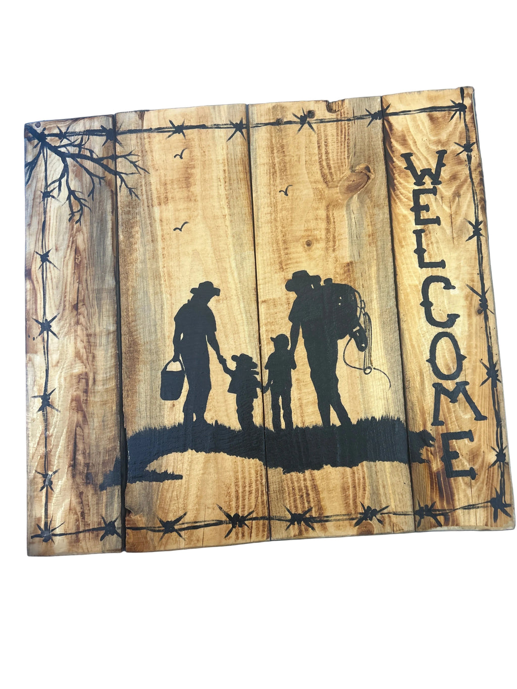 Hand Painted Wooden Welcome Sign