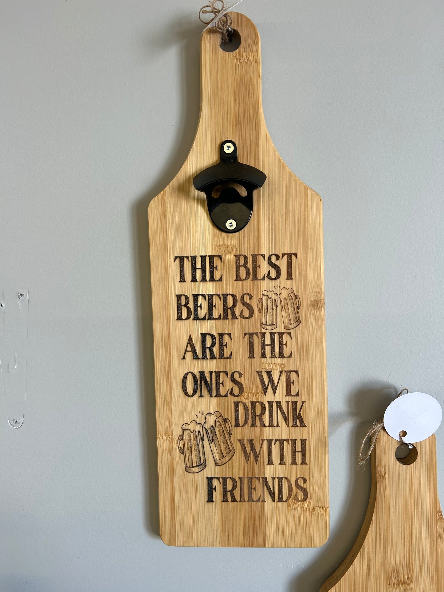 The Best Beers Are The Ones you Drink With Friends - Laser Engraved Charcuterie Board With Bottle Opener