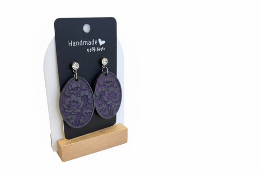 Purple Floral Earrings with Diamond