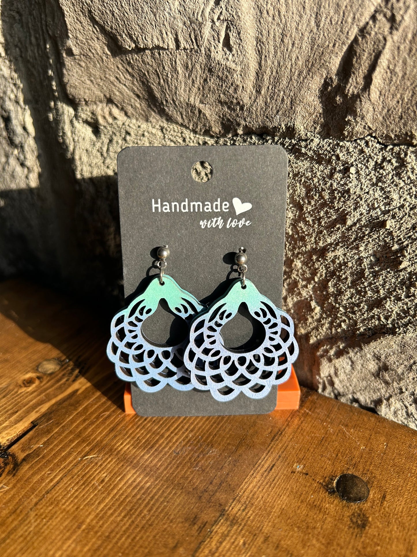 Teal Purple Ombre Geometric Earring