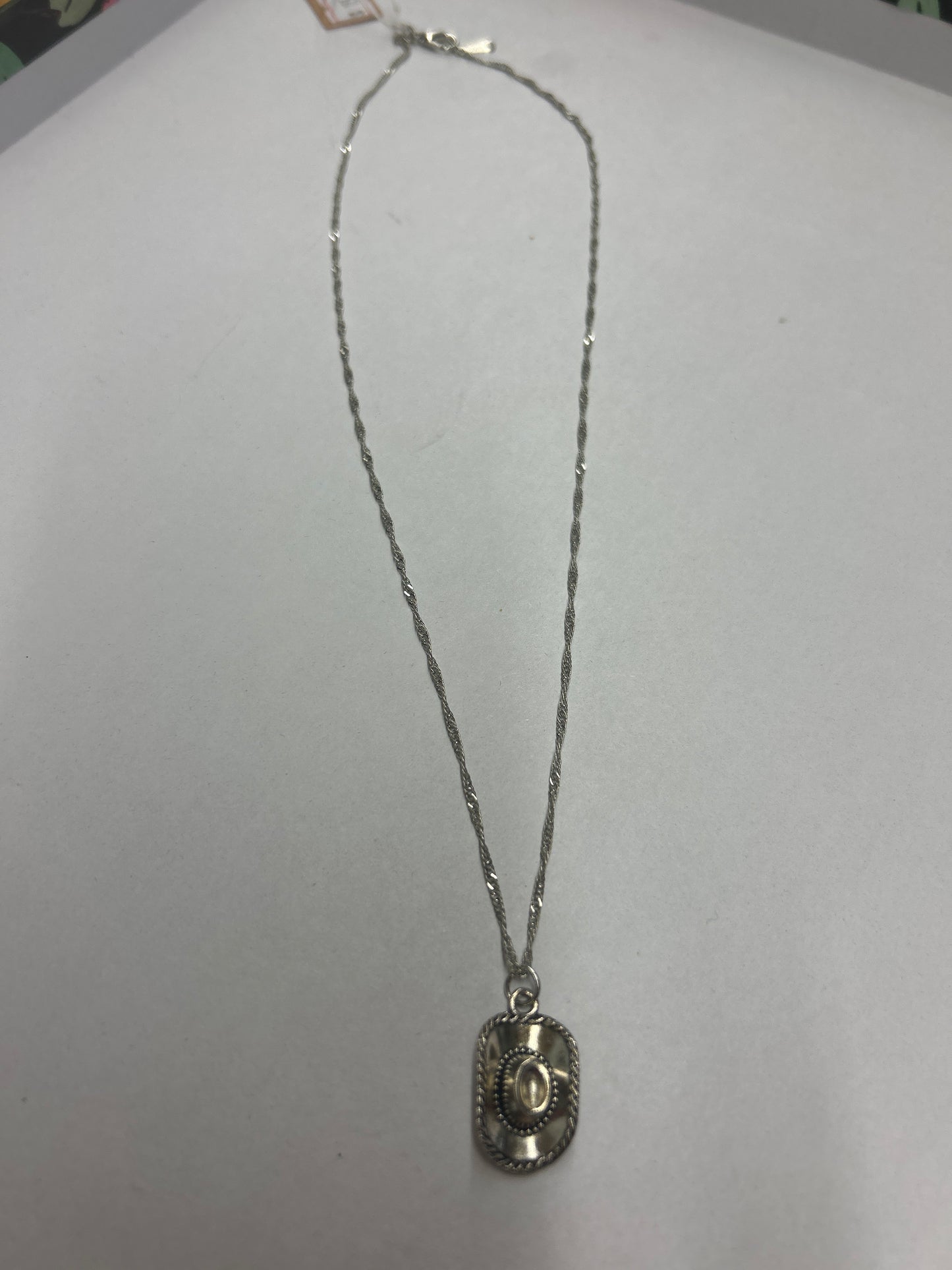 Silver Cowboy Hat Necklace