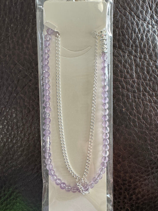Sterling Silver & Amethyst Double Anklet