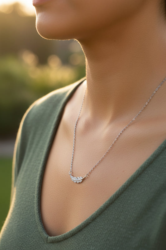 Diamond feather necklace
