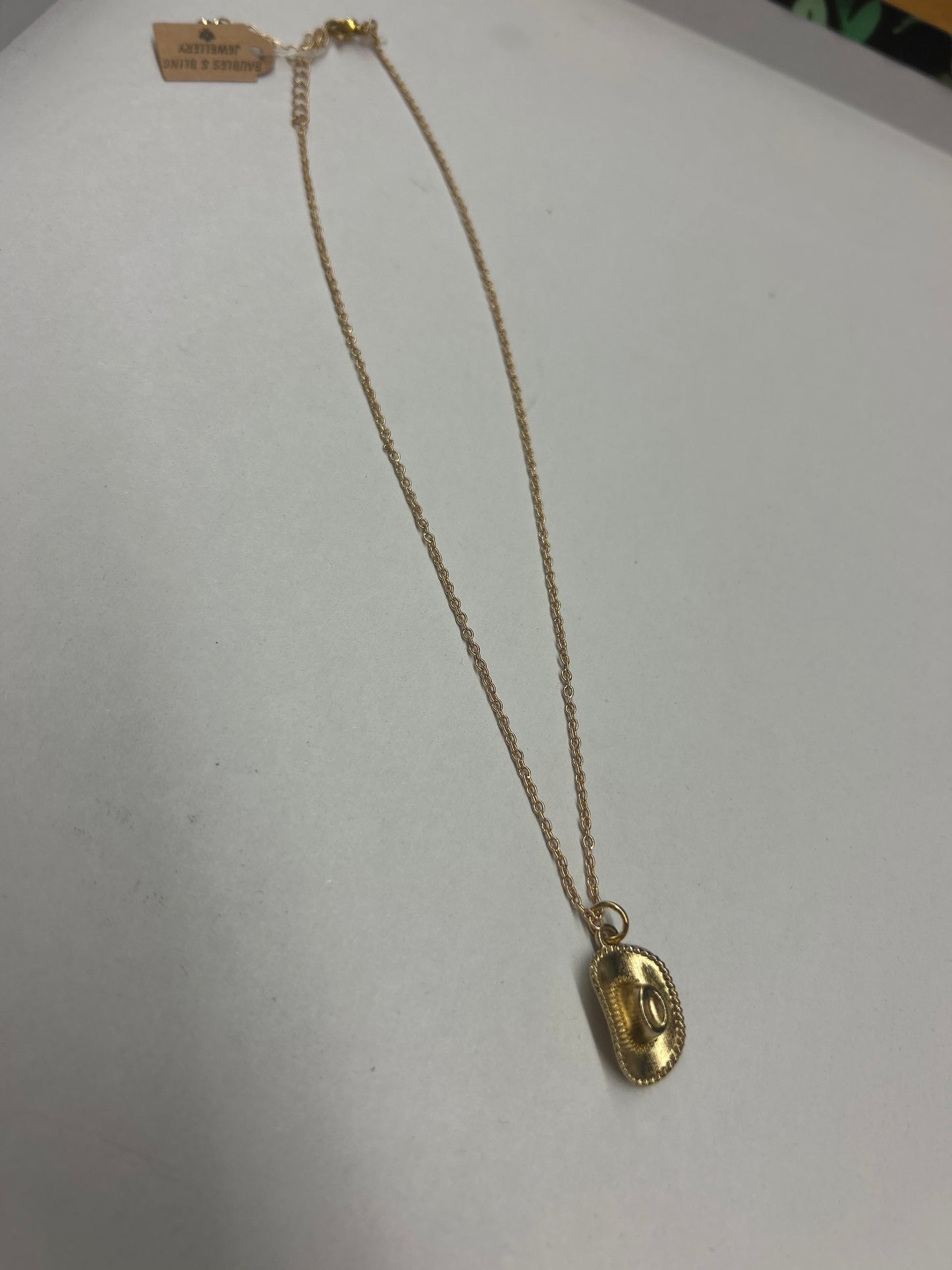Gold Cowboy Hat Necklace