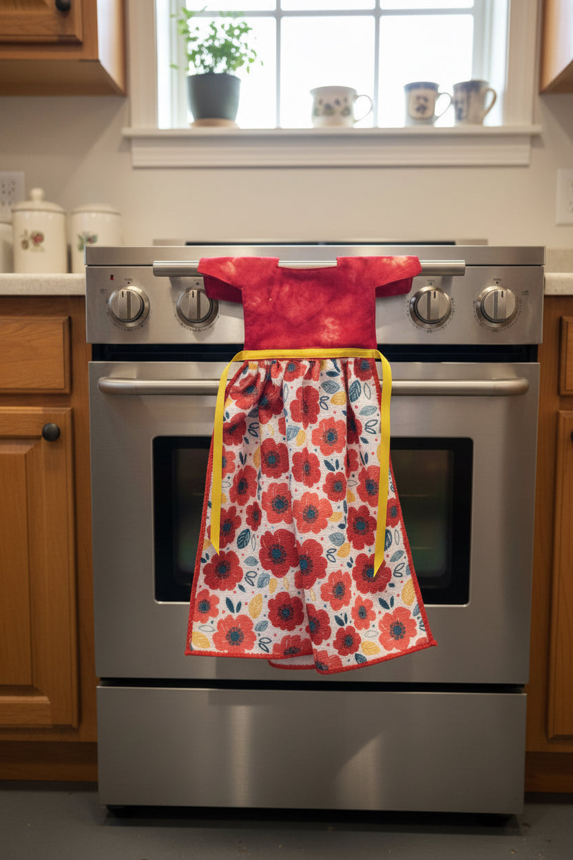 Red Flower Oven Towel