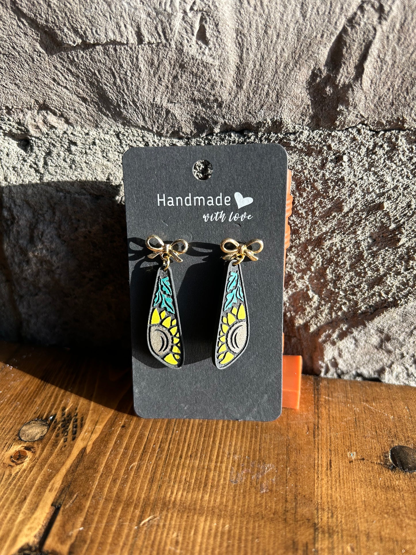 Yellow Sunflower Gold Bows Ear rings