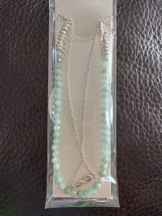 Sterling Silver & Amazonite Double Anklet
