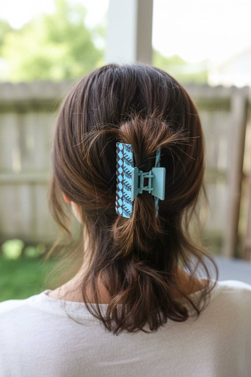 Blue Aztec Medium Claw Clip