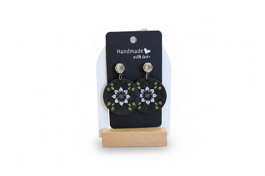 Diamond Flower Leaf Earrings