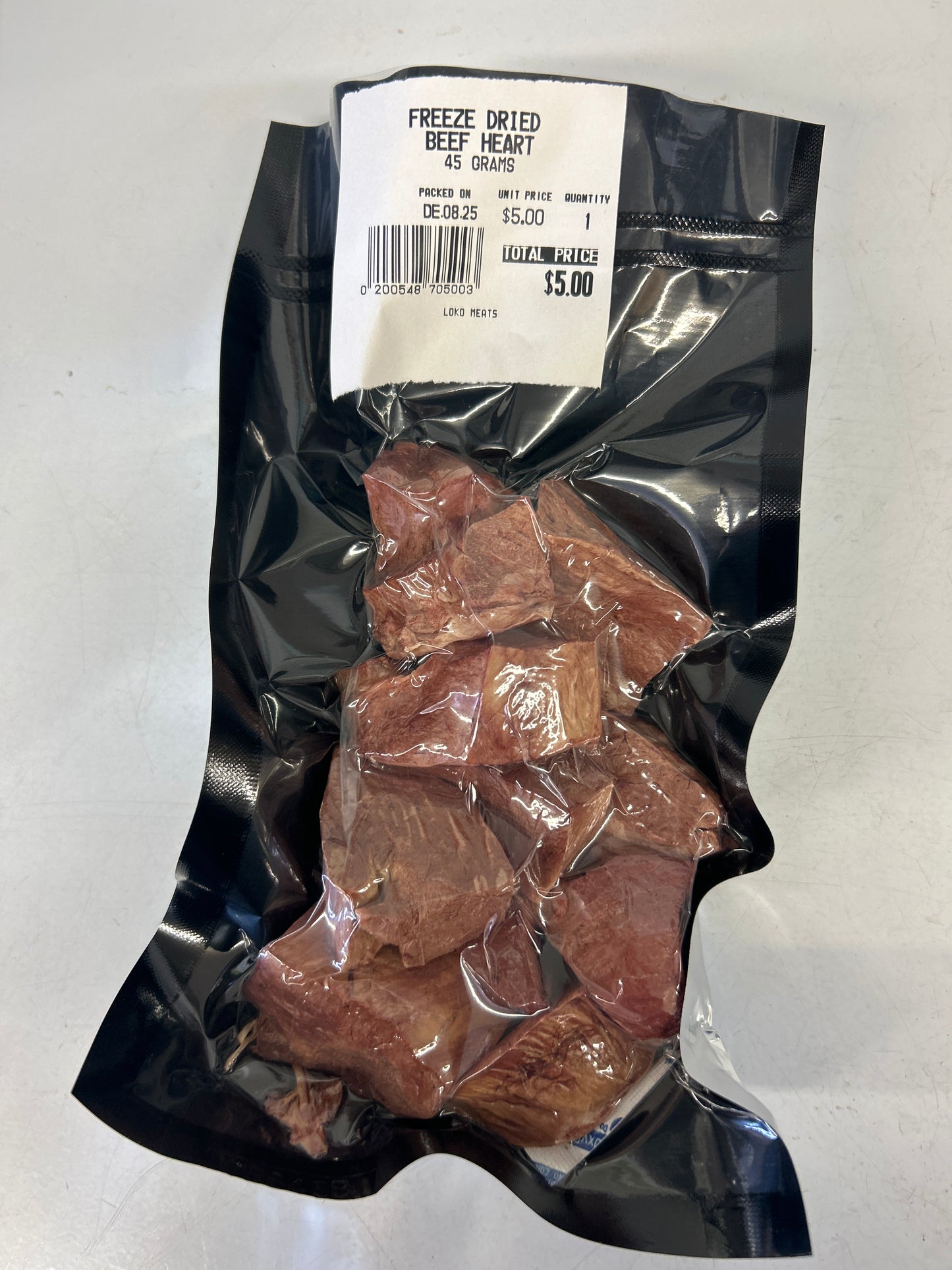 Freeze dried beef, heart