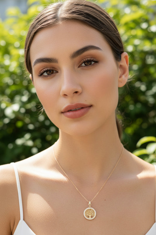 Rose gold tree of life necklace