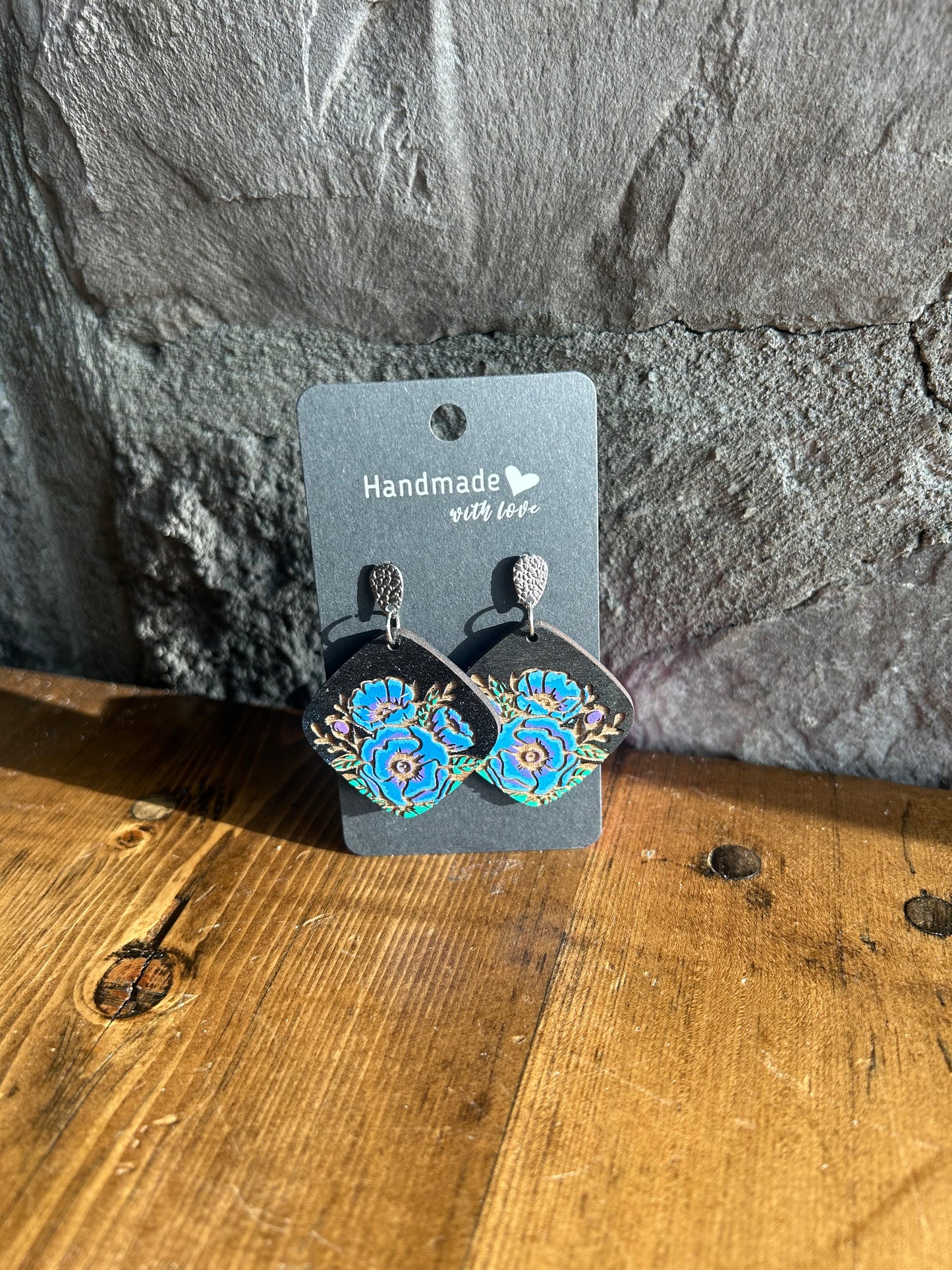 Diamond peony flower earring
