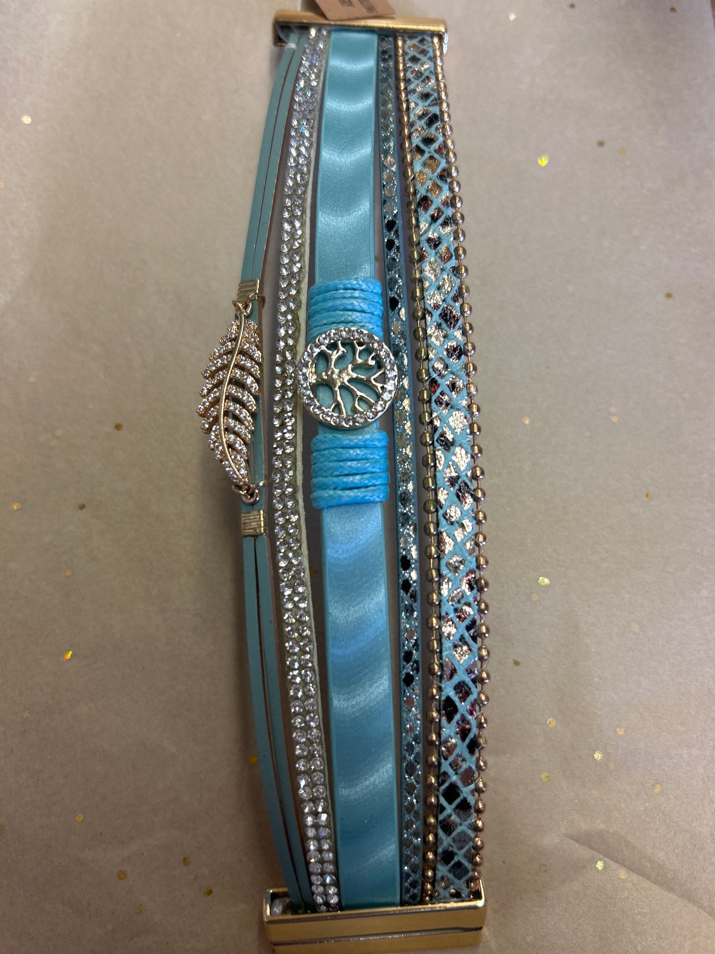 Tree of life with diamond feather bracelet