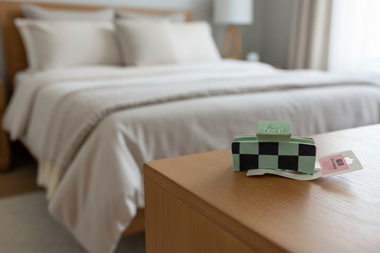 Mint Checkered Claw Clip