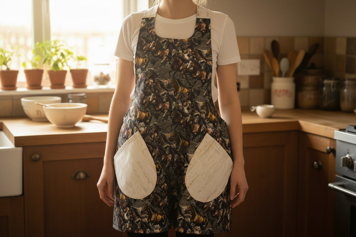 Reversible Grey Horse Apron and White
