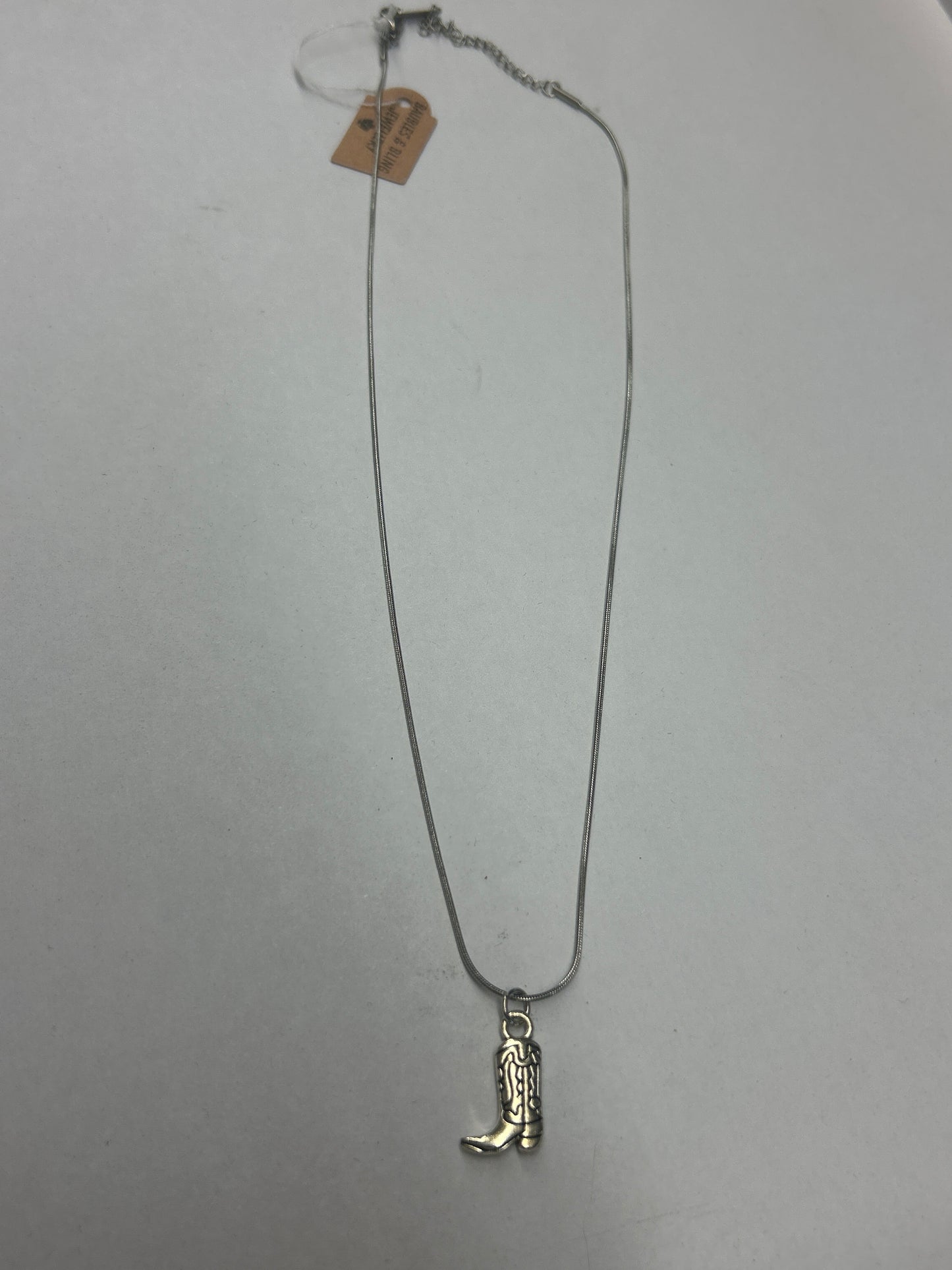 Silver Cowboy Boot Necklace