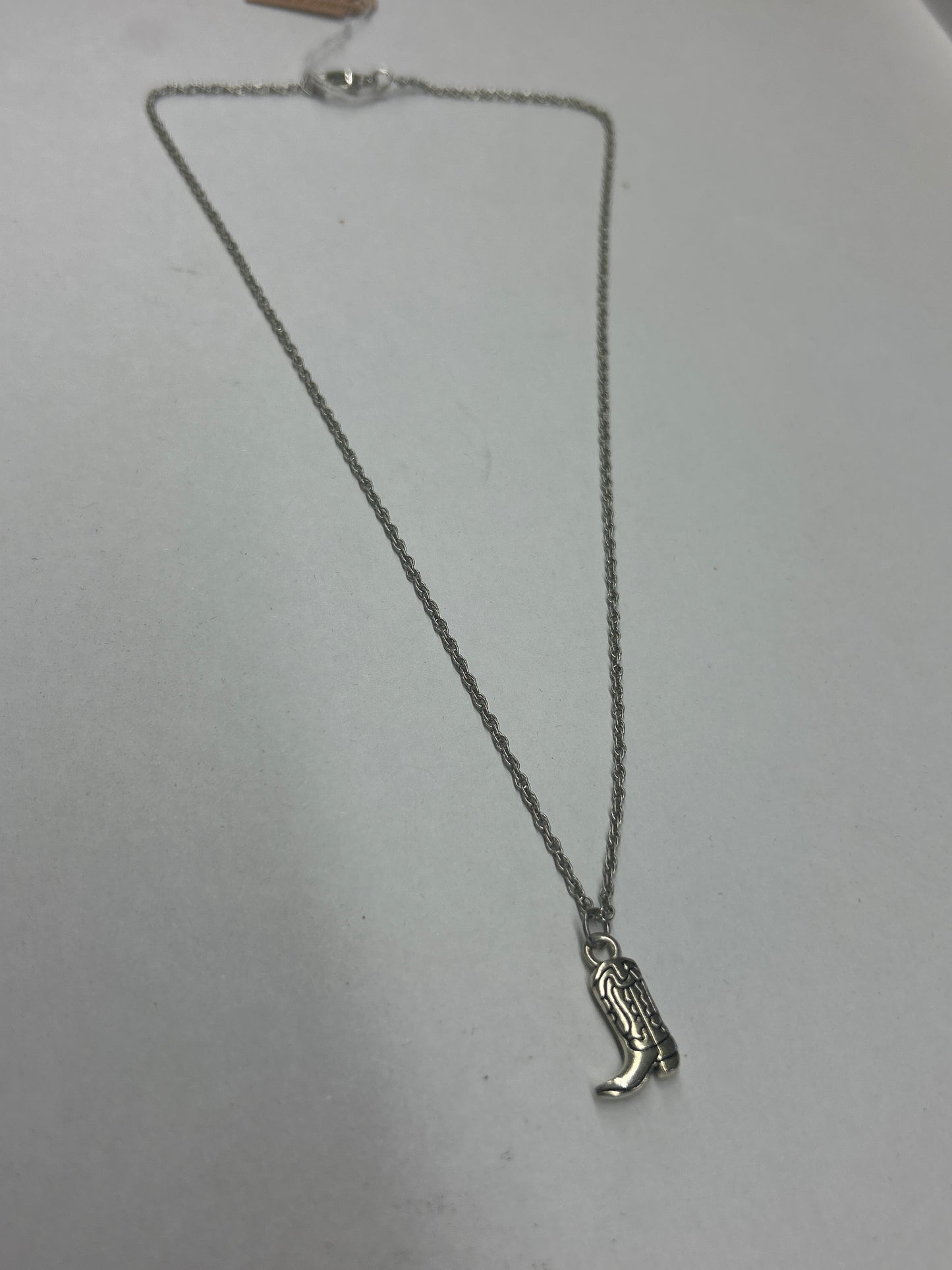 Silver Cowboy Boot Necklace