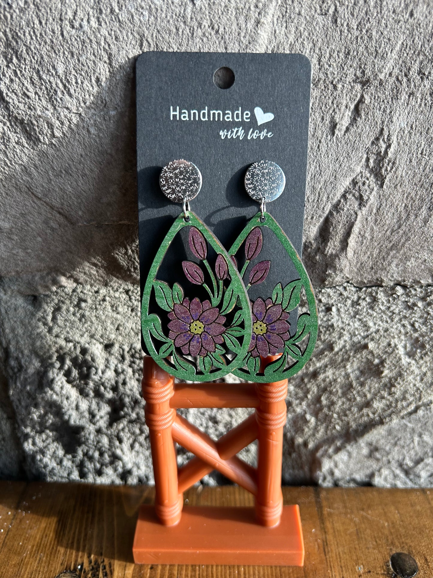 Large Purple Flower Earring