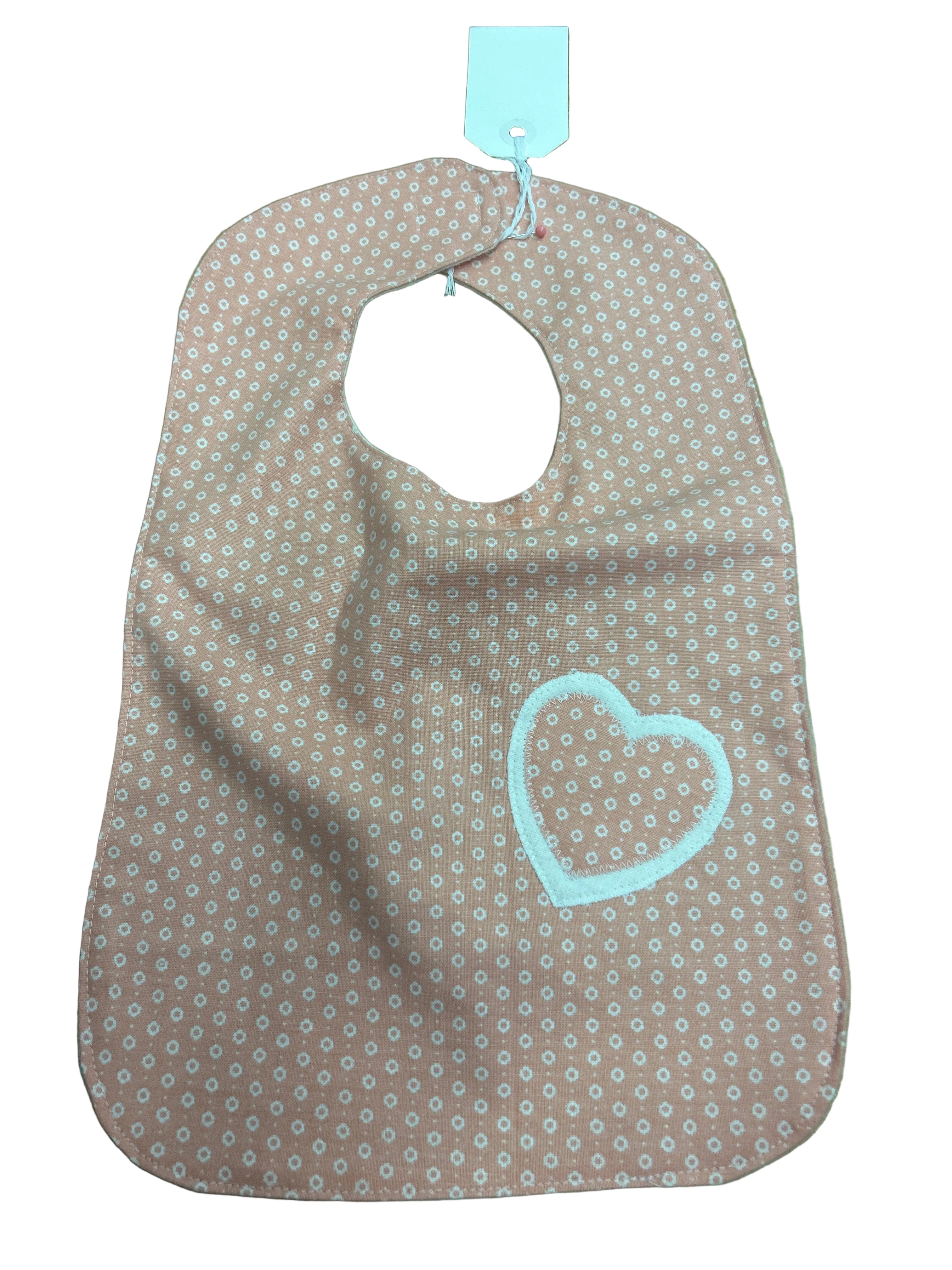 Pink heart baby bib