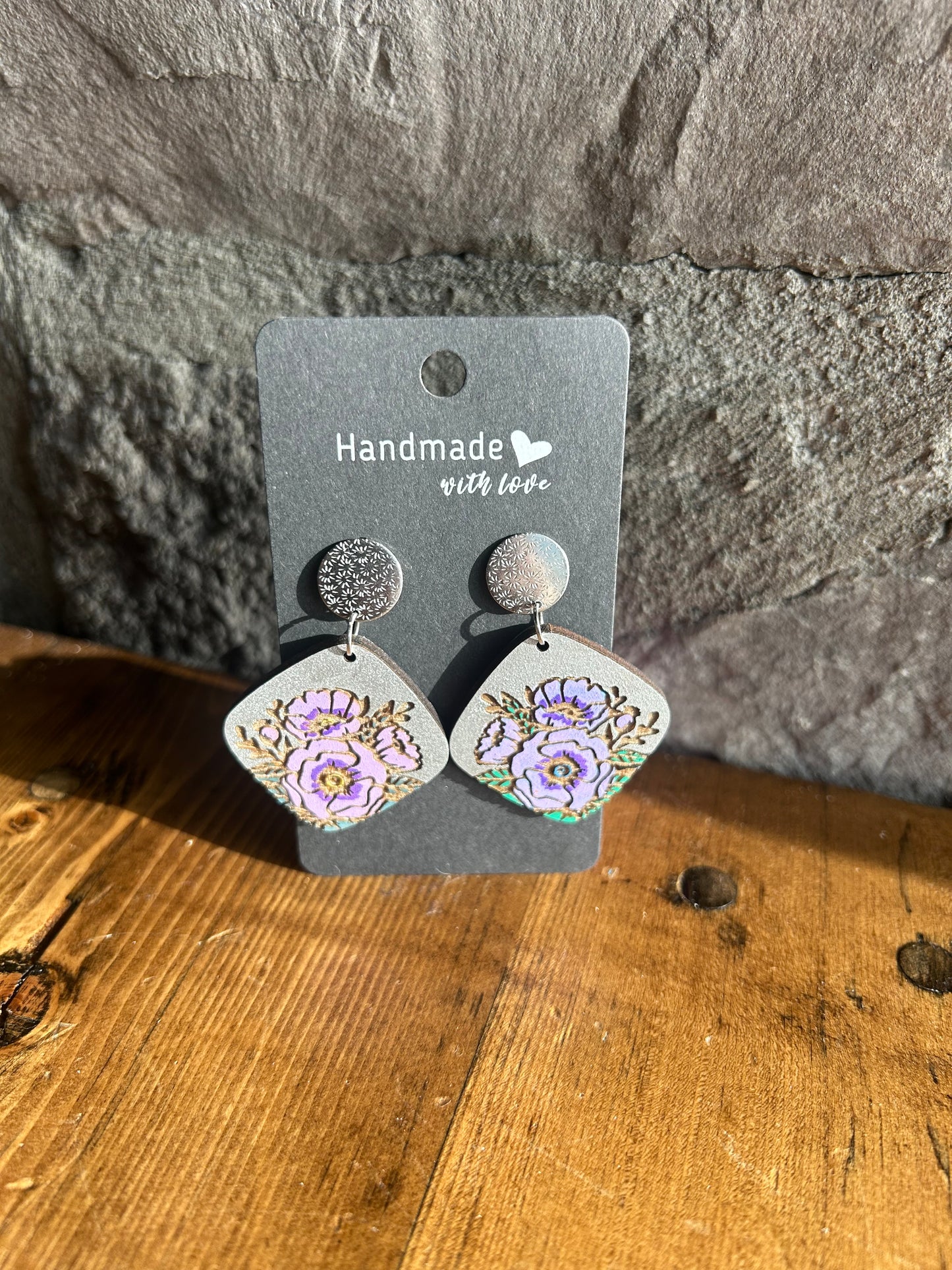 Diamond peony flower earring