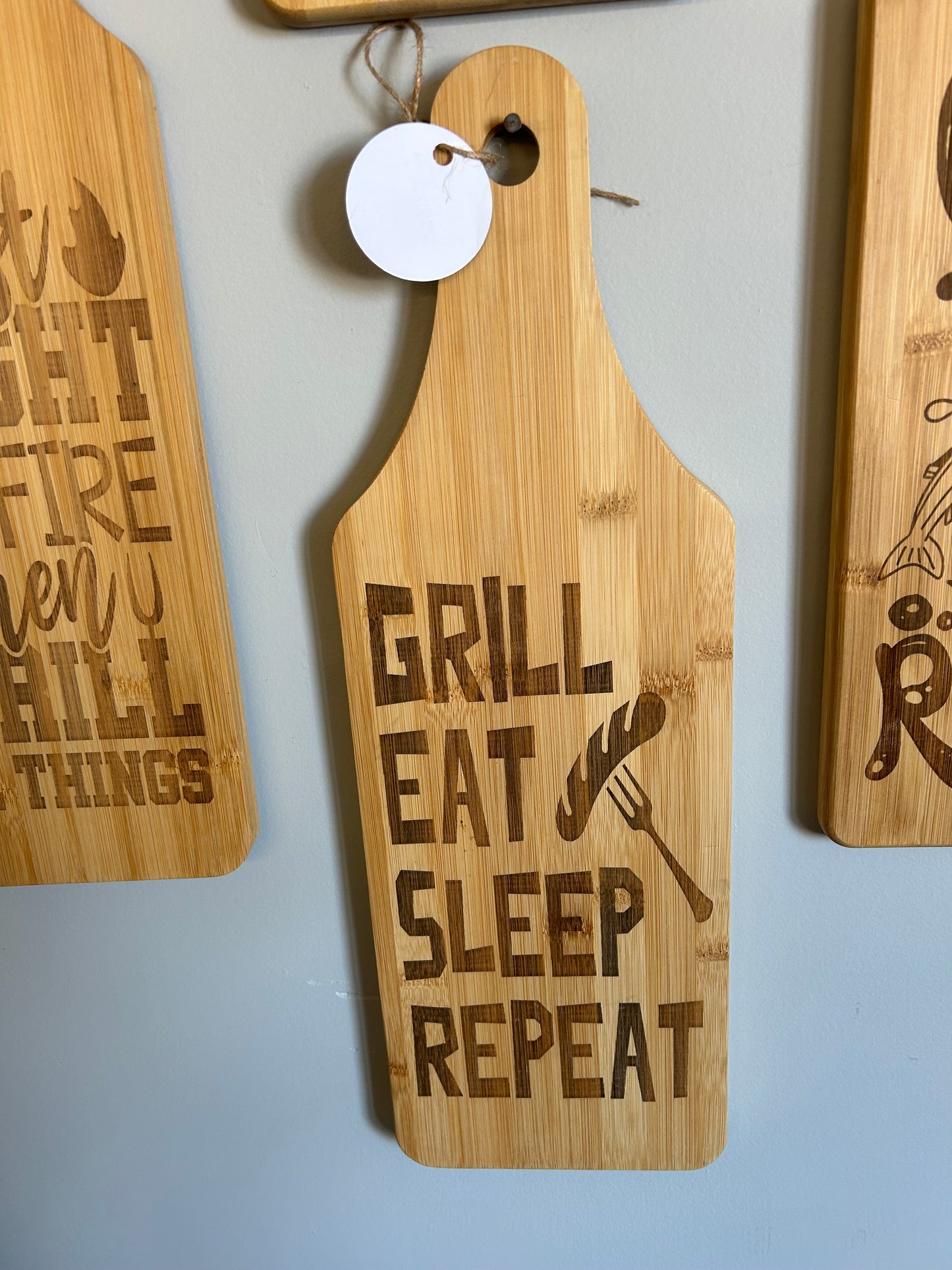Grill, Eat, Sleep, Repeat - Laser Engraved Charcuterie Board