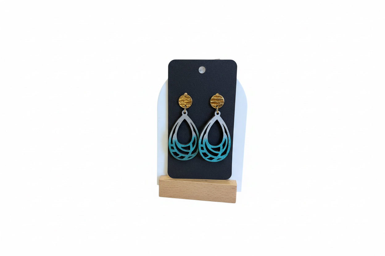 Geometric Ombre Blue Earrings