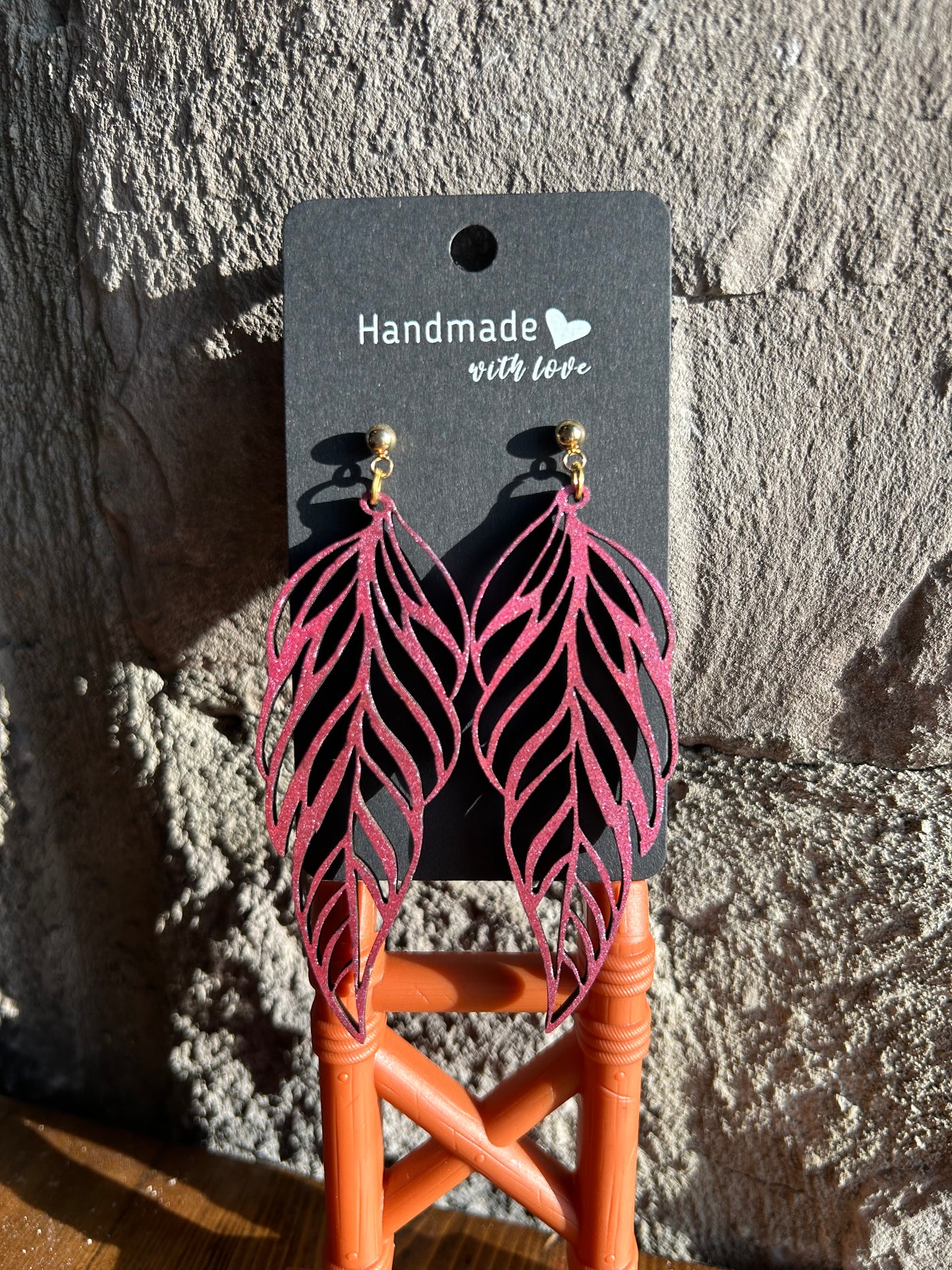 Dangle Feather Earring Cut Out
