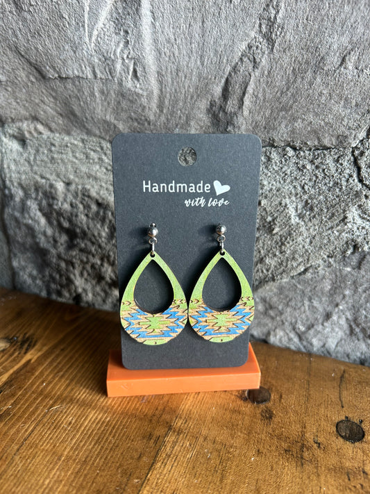 Aztec Hanging Hoop Earring