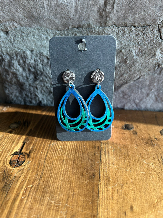Blue green ombre geometric earring