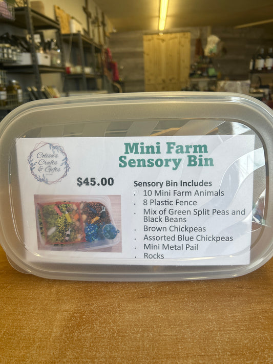 Mini farm sensory bin