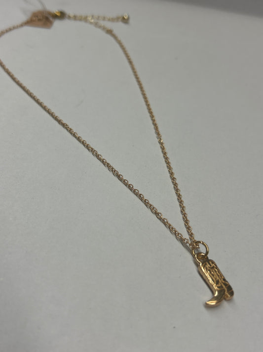 Gold Cowboy Boot Necklace