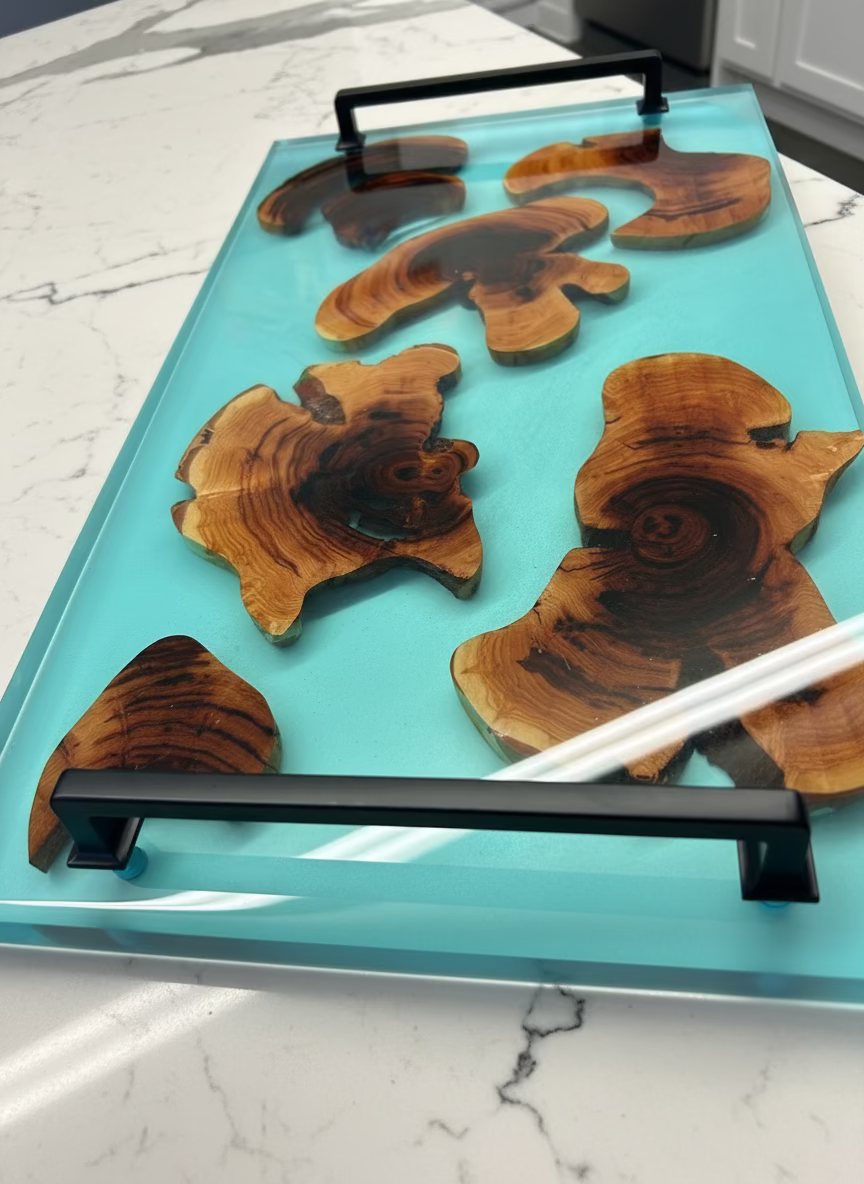 Epoxy and wood charcuterie board