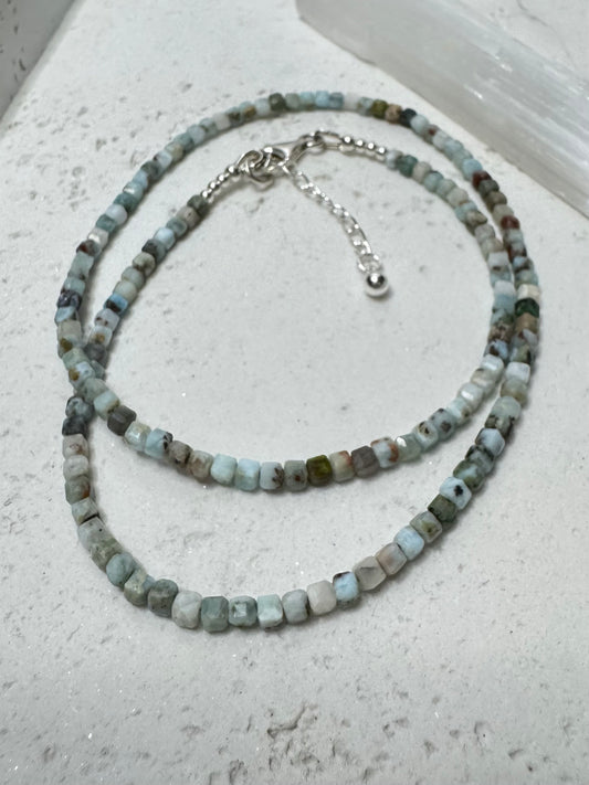 Larimar Faceted Bead Necklace