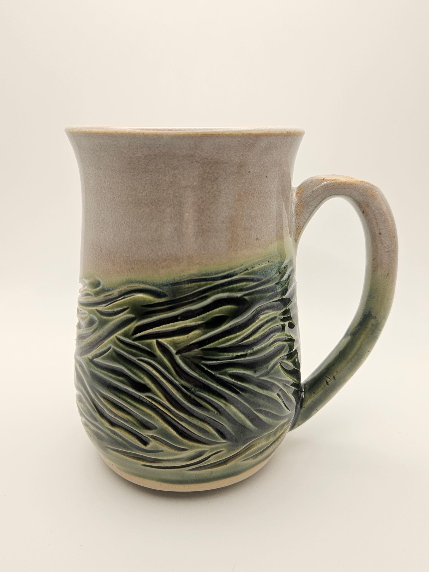 Green Carved Mug
